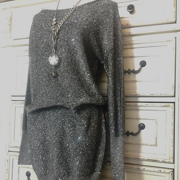 Silver Shimmer Sweater Dress - Picture 3 of 10